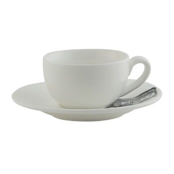 Wilmax WL-993001/AB 6 oz Olivia White Porcelain Cappuccino Cup with Saucer, 2-Piece Set