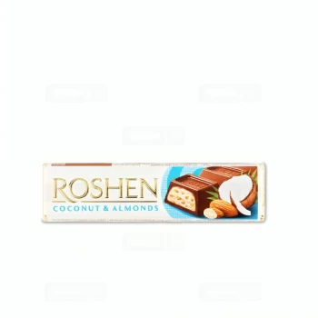 Շոկոլադե բատոն  «Ռոշեն» նուշ և կոկոս 43գ || Шоколадная плитка миндаль и кокос "Рошен" 43г || Chocolate bar "Roshen" almond and coconut 43g