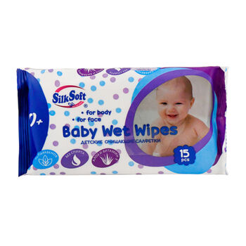 Անձեռոցիկ խոնավ Silk Soft մանկական 15 հատ  ||Влажные салфетки Silk Soft 15 шт  ||Napkins wet Silk Soft baby 15 pcs