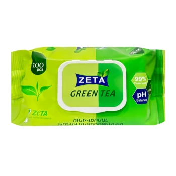 Անձեռոցիկ խոնավ Zeta Green Tea 100 հատ ||Влажные салфетки Zeta Green Tea 100 шт ||Wet wipes Zeta Green Tea 100 pcs