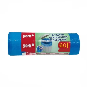 Garbage bags with puffs York, 60 l, blue, 10 pcs.