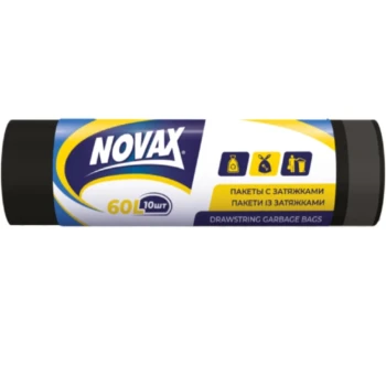 Աղբի տոպրակ բռնակով Novax 60 լ 10 հատ 18 մկմ ||Мешки для мусора с ручкой Novax 60 л 10 штук 18 мкм ||Garbage bags with handles Novax 60 l 10 pieces 18 mcm
