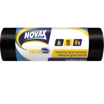 Աղբի տոպրակ Novax 160 լ 10 հատ 24 մկմ ||Пакеты для мусора Novax 160 л 10 шт 24 мкм ||Garbage bags with handles Novax 160 l 10 pcs 24 mcm