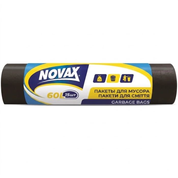 Աղբի տոպրակ Novax 60 լ 15 հատ 8 մկմ 