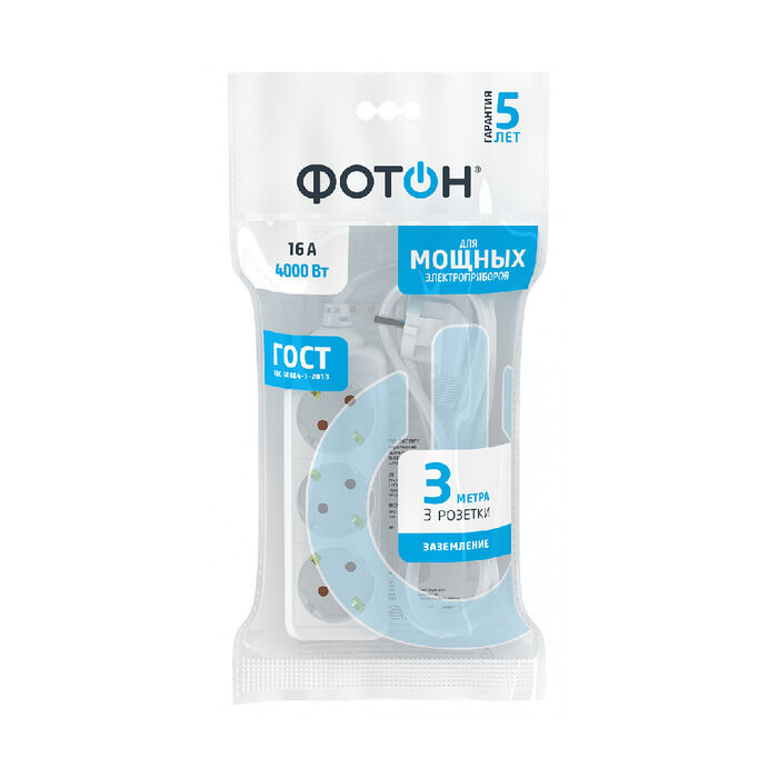 Extension cord Foton 16-33E, 3 m, 3 outlets, 16А