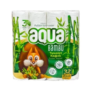 Toilet paper 3-ply Aqua Bamboo, white, 32 rolls/pack