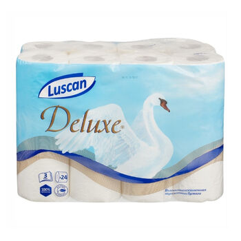 Бумага туалетная Luscan Deluxe 3-слойная белая (24 рулона в упаковке)