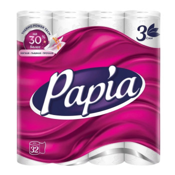 Զուգարանի թուղթ Papia 3 շերտ 32 հատ ||Туалетная бумага Papia 3 слоя, 32 шт. ||Toilet paper Papia 3 layers 32 pcs