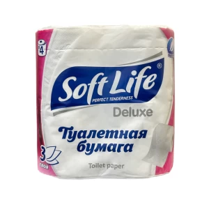 Զուգարանի թուղթ Soft Life Deluxe 3 շերտ 4 հատ ||Туалетная бумага Soft Life Deluxe 3 слоя 4 шт. ||Soft Life Deluxe toilet paper 3 layers 4 pcs.