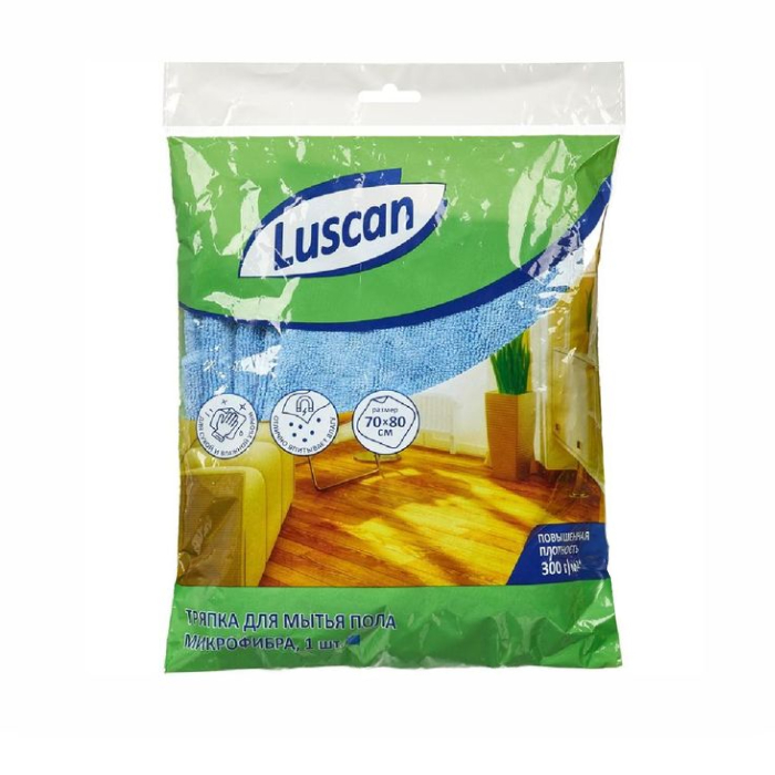 Тряпка для пола микрофибра 300 г 70х80 см синяя 
