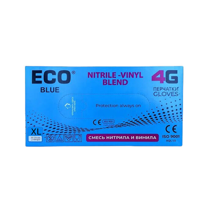 Gloves rubber ECO Blue Nitrile-Vinyl Blend 4G 100 pcs