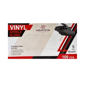 Перчатки резиновые Khachatryan Vinyl Black 100 шт. 