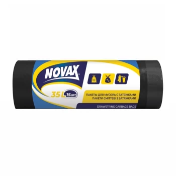 Աղբի տոպրակ Novax 50x55 սմ 35 լ 15 հատ 7 մկմ ||Пакеты для мусора Novax 50x55 см 35 л 15 шт 7 мкм ||Novax waste bags 50x55 cm 35 l 15 pcs 7 microns