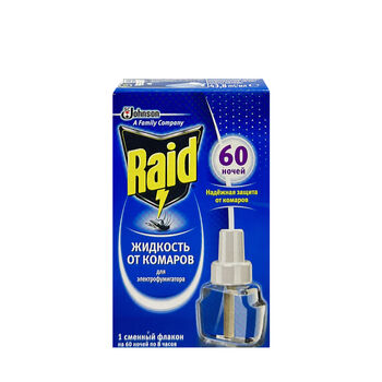 Հեղուկ ֆումիգատոր Raid մոծակների դեմ 60 գիշեր ||Жидкость от комаров Raid 60 ночей без запаха 43,8 мл ||Raid Mosquito Repellent 60 Nights Unscented 43,8 ml