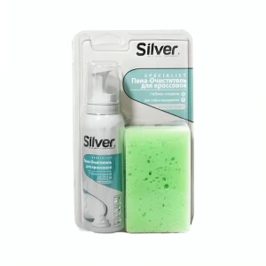 Пенка-очиститель и губка для обуви Silver 125 мл 