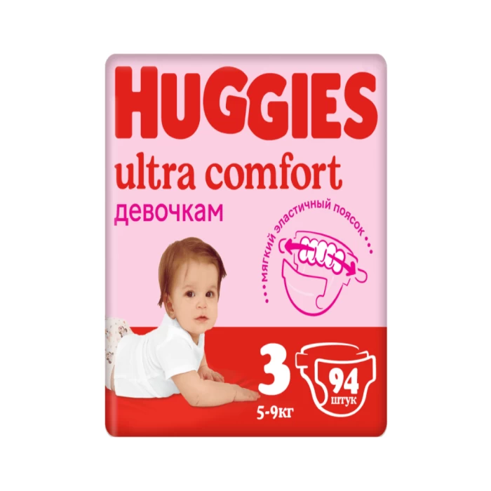Տակդիր Huggies Ultra Comfort Girl N3 5-9 կգ 94 հատ 
