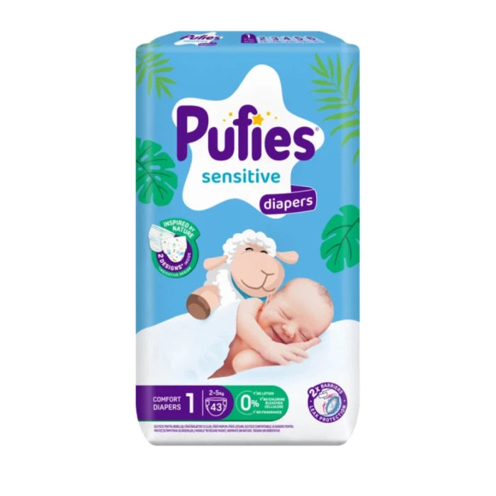 Տակդիր Pufies Sensitive Junior N1 2-5 կգ 43 հատ