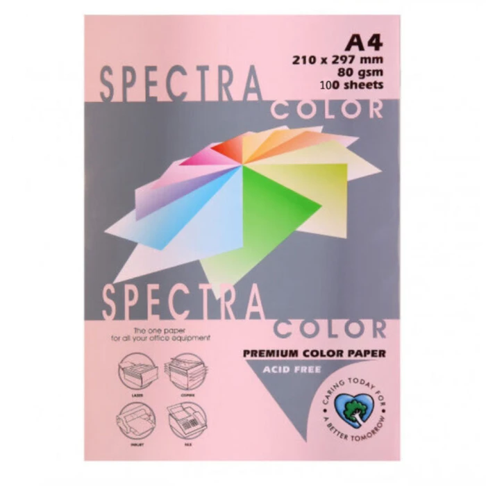 Թուղթ գունավոր Spectra Rose A4 100 թերթ 210x297 մմ 80 գր/մ 