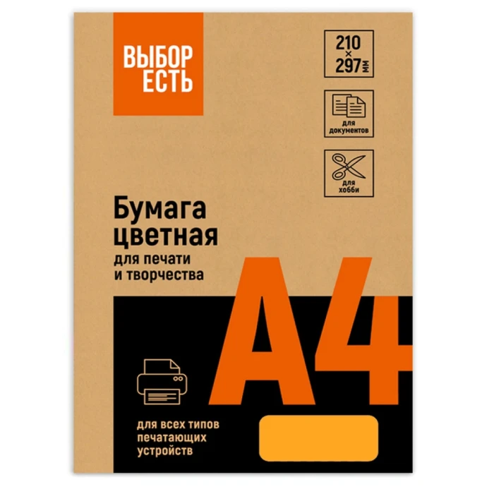 Бумага цветная для печати Выбор Есть А4, 500 листов 210x297 мм 80 г/кв.м 