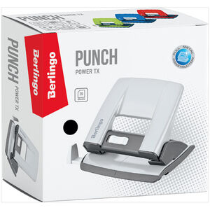 Дырокол 20 листов Berlingo "Power TX", синий, металлический, с фиксатором и линейкой 
