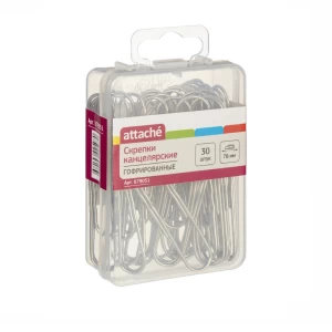 Attache metal paper clips with polymer coating 78 mm 30 pcs.