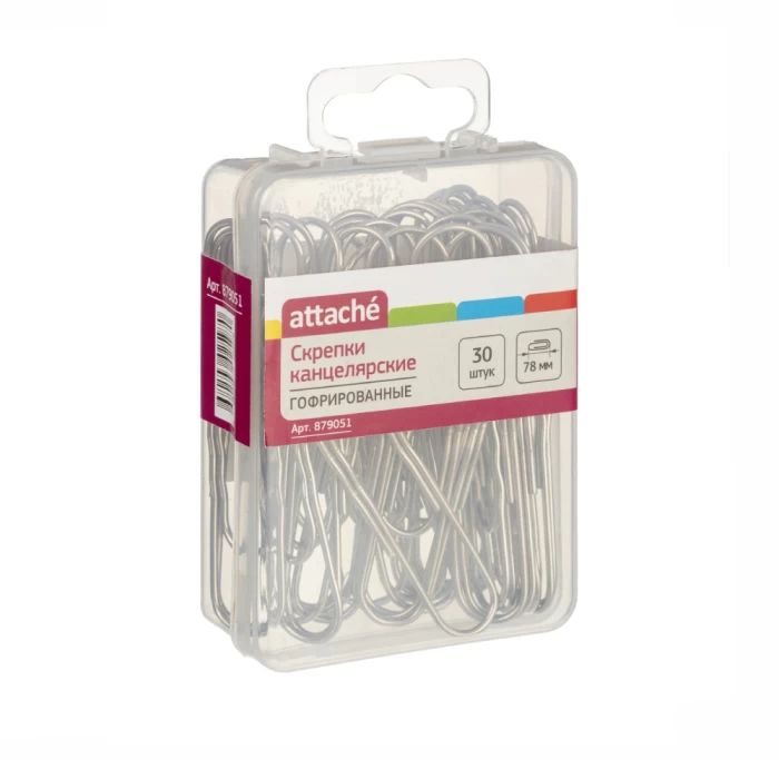 Attache metal paper clips with polymer coating 78 mm 30 pcs.