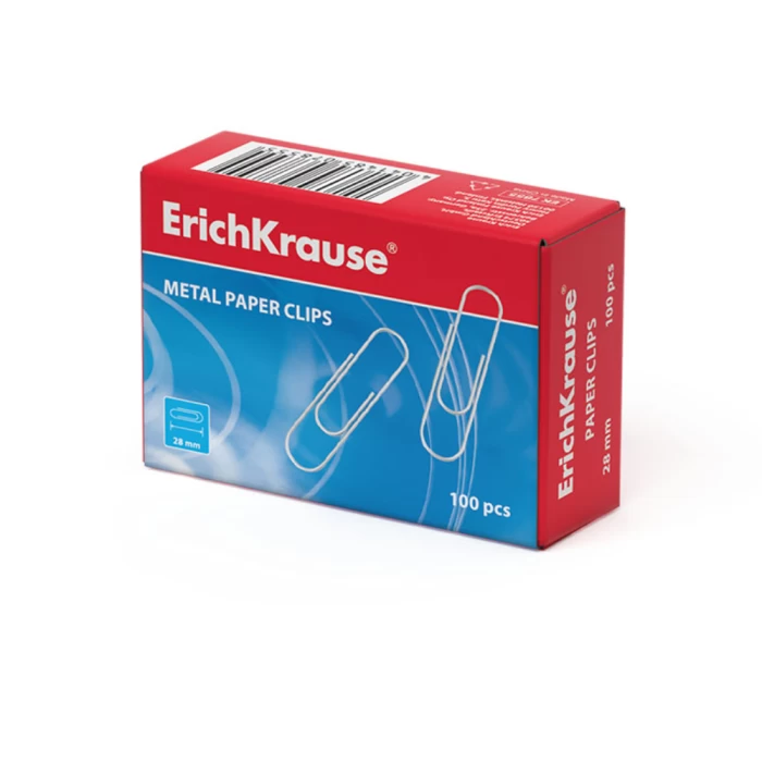Скрепки ErichKrause металлические 28 мм 100 шт. 