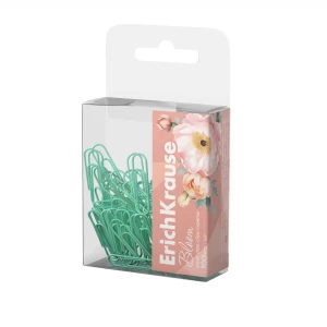 Скрепки ErichKrause Pastel Bloom металлические с полимерным покрытием 28 мм 100 шт. 