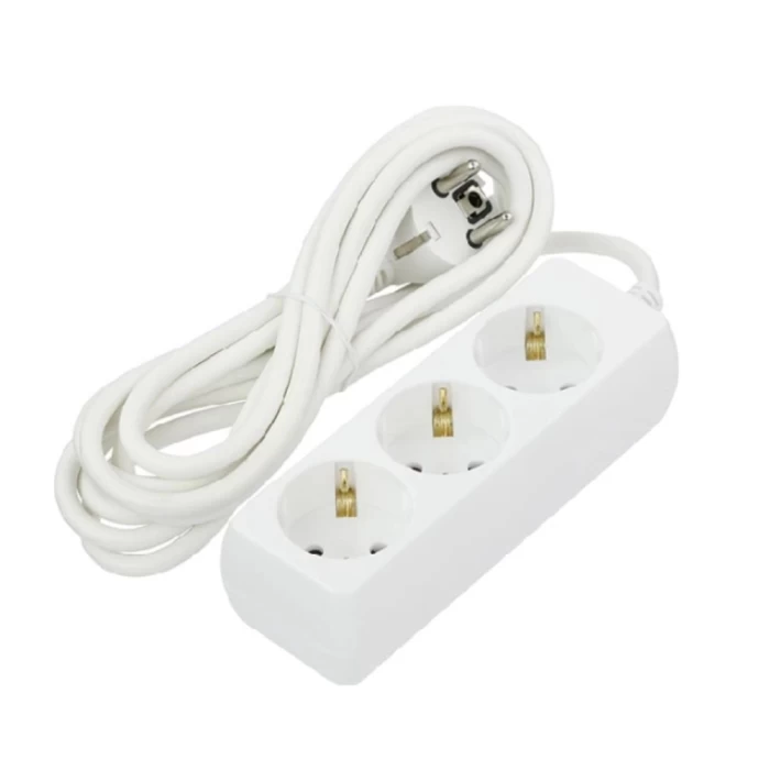 Extension cable UA&EK with grounding, 3 sockets, 10 m