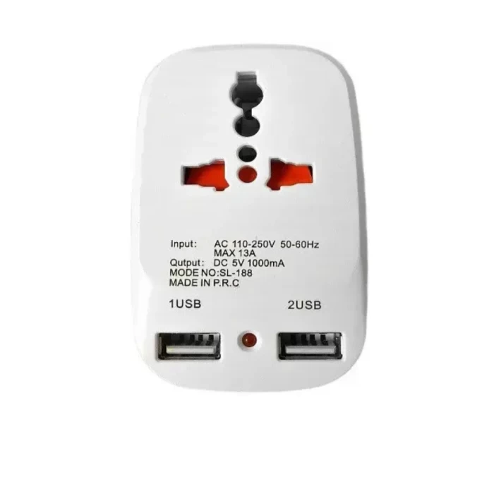 3 way plug adapter with 2 USB