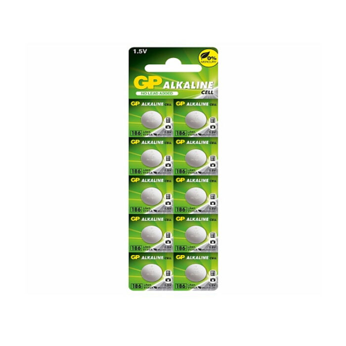 Battery GP LR43 (G12, V12GA, 186) alkaline, BC10