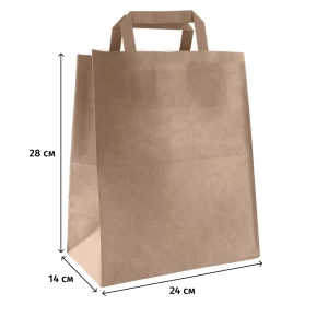 Крафт-пакет бумажный коричневый 240х140х280 мм 70 г/кв.м 