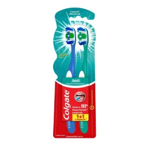 Ատամի խոզանակ Colgate 360 Super Clean Medium 1+1 հատ 
