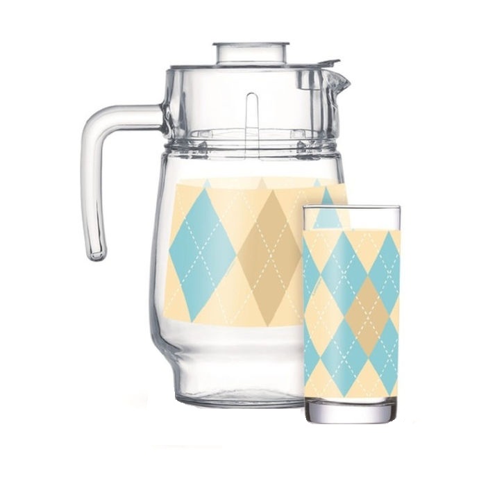 Հավաքածու գրաֆին և 6 բաժակ Luminarc Recto Blue Q4802 