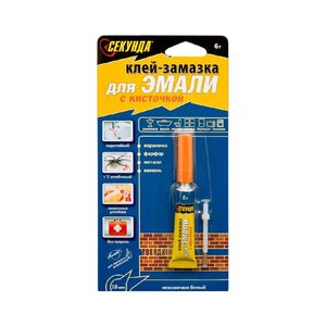 Клей-замазка Секунда для эмали, с кисточкой, 6 гр 