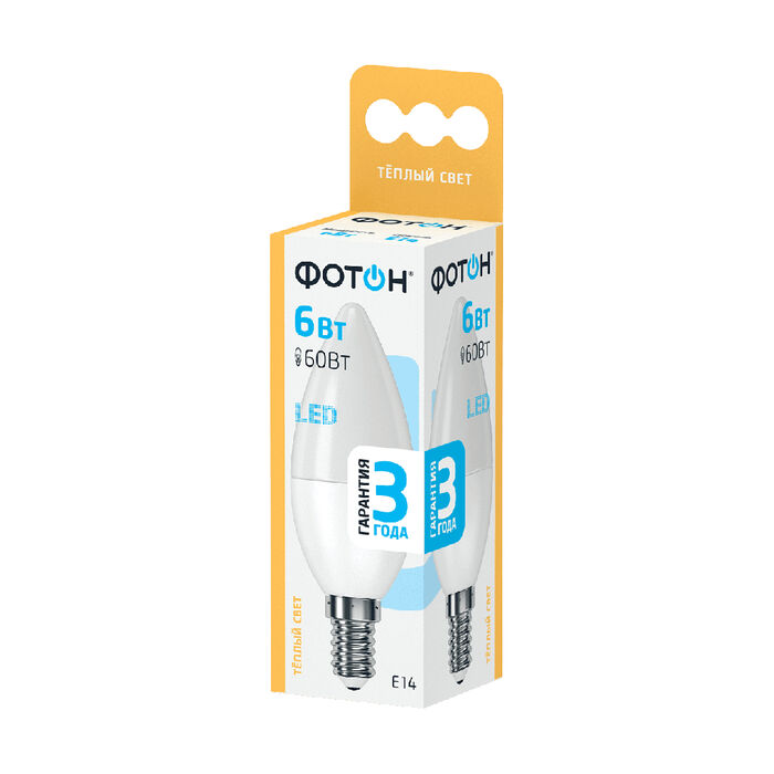 Лампа светодиодная Фотон LED B35 6W E14 3000K 