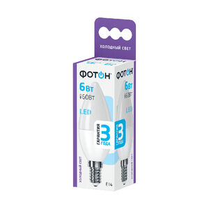Лампа светодиодная ФОТОН LED B35 6W E14 6500K 
