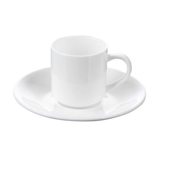 Սուրճի բաժակների հավաքածու Wilmax 90 մլ 6 հատ 993007 ||Кофейная пара Wilmax фарфоровая белая чашка 90 мл/блюдце ||Coffee pair Wilmax porcelain white cup 90 ml/saucer