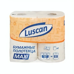 Полотенца бумажные Luscan Maxi 2-слойные белые 2 рулона по 22 см 35 метров 