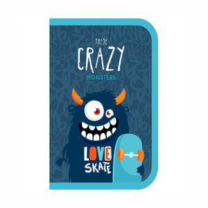 Пенал 1 отделение ArtSpace "Monsters", 190*130 мм, ткань, синий 