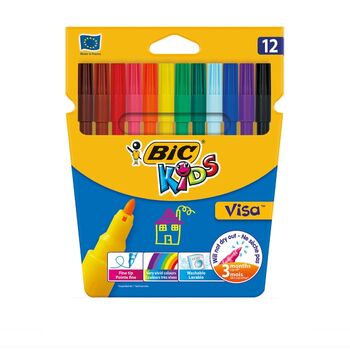 Ֆլոմաստեր Bic Kids Visa 12 գույն 888695 ||Фломастеры Bic Kids Visa 12 цветов ||Bic Kids Visa markers 12 colors