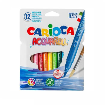 Ֆլոմաստեր Carioca Acquarell 12 գույն ||Фломастеры акварельные с кистевым пишущим узлом Carioca Acquarell 12 цветов ||Watercolor markers with brush nib Carioca Acquarell 12 colors