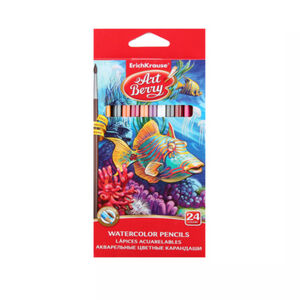 Цветные карандаши и кисточка EK Art Berry aqua 24 цвета 