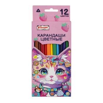 Գունավոր մատիտներ Комус Класс Kitty Stickers 12 գույն ||Карандаши цветные Комус Класс Kitty Stickers 12 цветов ||Colored pencils Комус Класс Kitty Stickers 12 colors