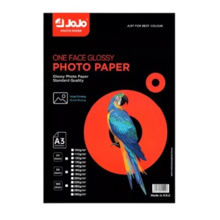JoJo Photo Paper, Single-Sided Glossy, A3, 200 g/m², 50 Sheets.