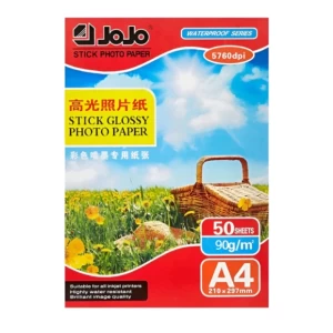 JoJo photo paper, single-sided glossy, self-adhesive, A4 format, 90 g/m², 50 sheets.