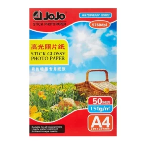 JoJo photo paper, single-sided glossy, self-adhesive, A4 format, 150 g/m², 50 sheets.