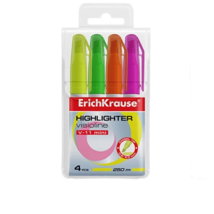 Մարկեր ընգծող 4 գույն ErichKrause Visioline V-11 Mini Neon 56904 