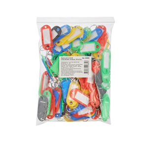 Assorted plastic key tags (100 pieces per pack)