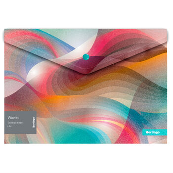 Թղթապանակ կոճակով Berlingo Waves 4972 ||Папка-конверт на кнопке Berlingo "Waves", 180мкм, с рисунком, глиттер-эффект ||Envelope folder with button Berlingo "Waves", 180 µm, with a pattern, glitter effect